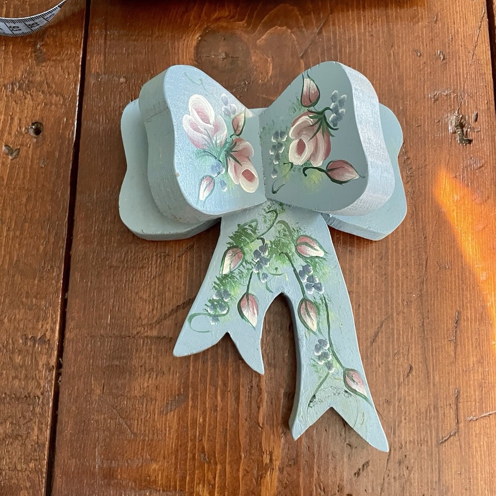 Vintage Toile Little Girls Nursery or Bedroom Wood Bow Wall